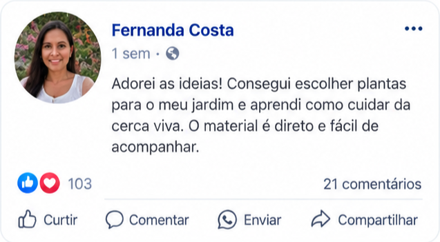 Depoimento de leitor sobre o e-book Projetos de Cerca Viva
